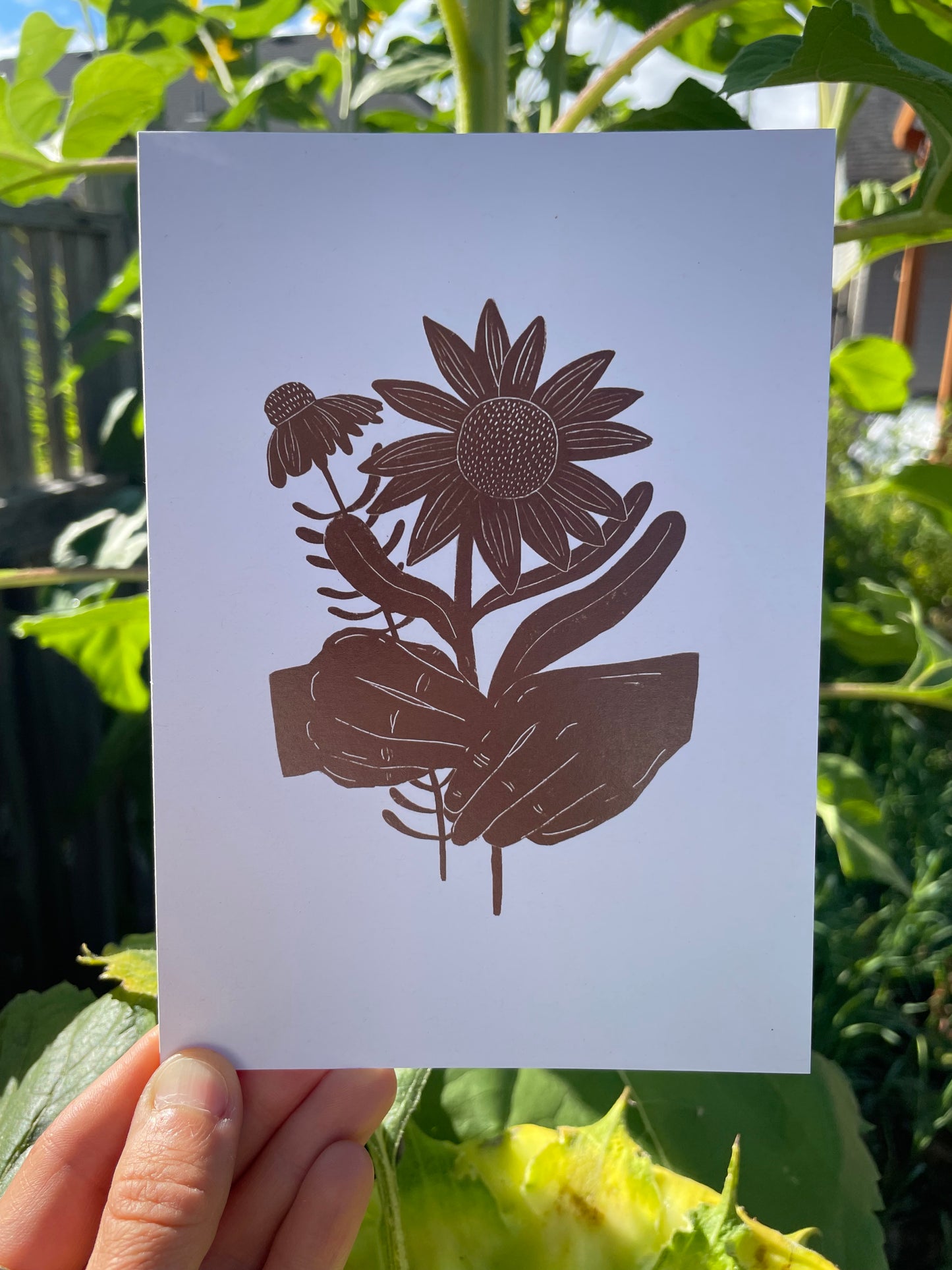 Sunflower Hands Greeting Card
