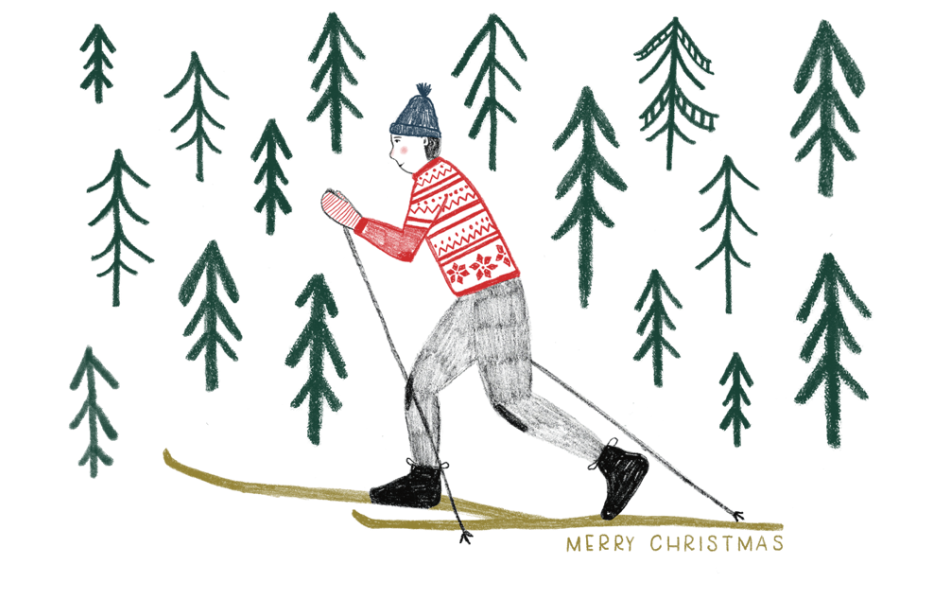Merry Skier Greeting Card