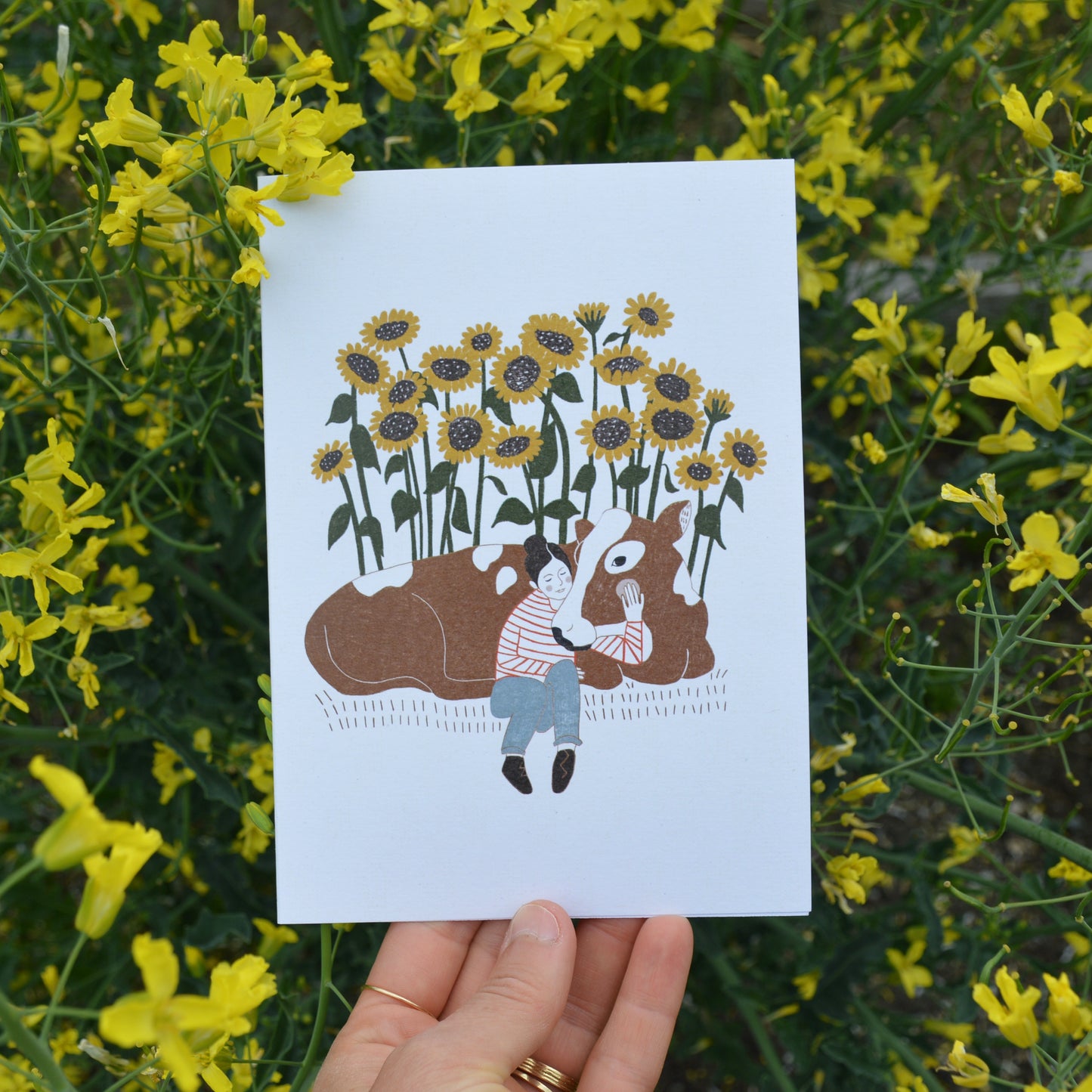 Cow Hug Greeting Card
