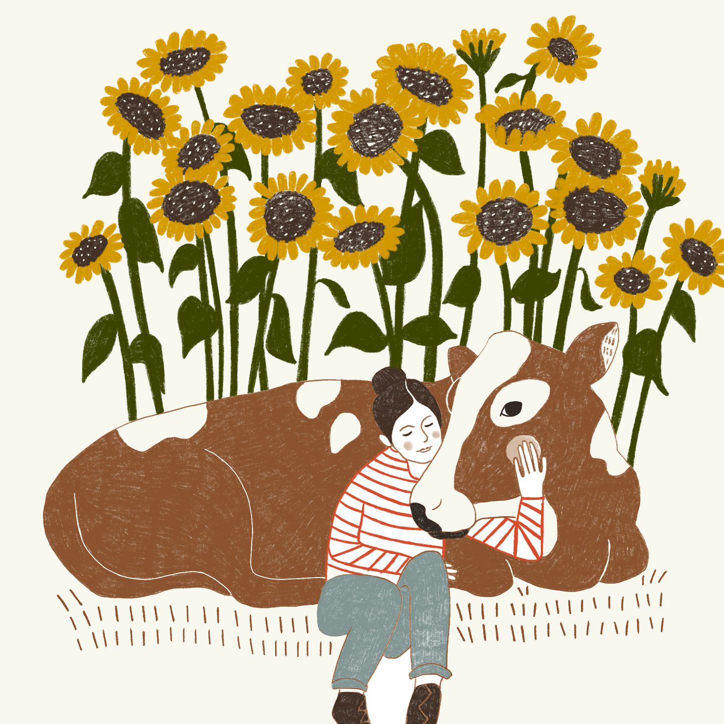 Cow Hug Greeting Card
