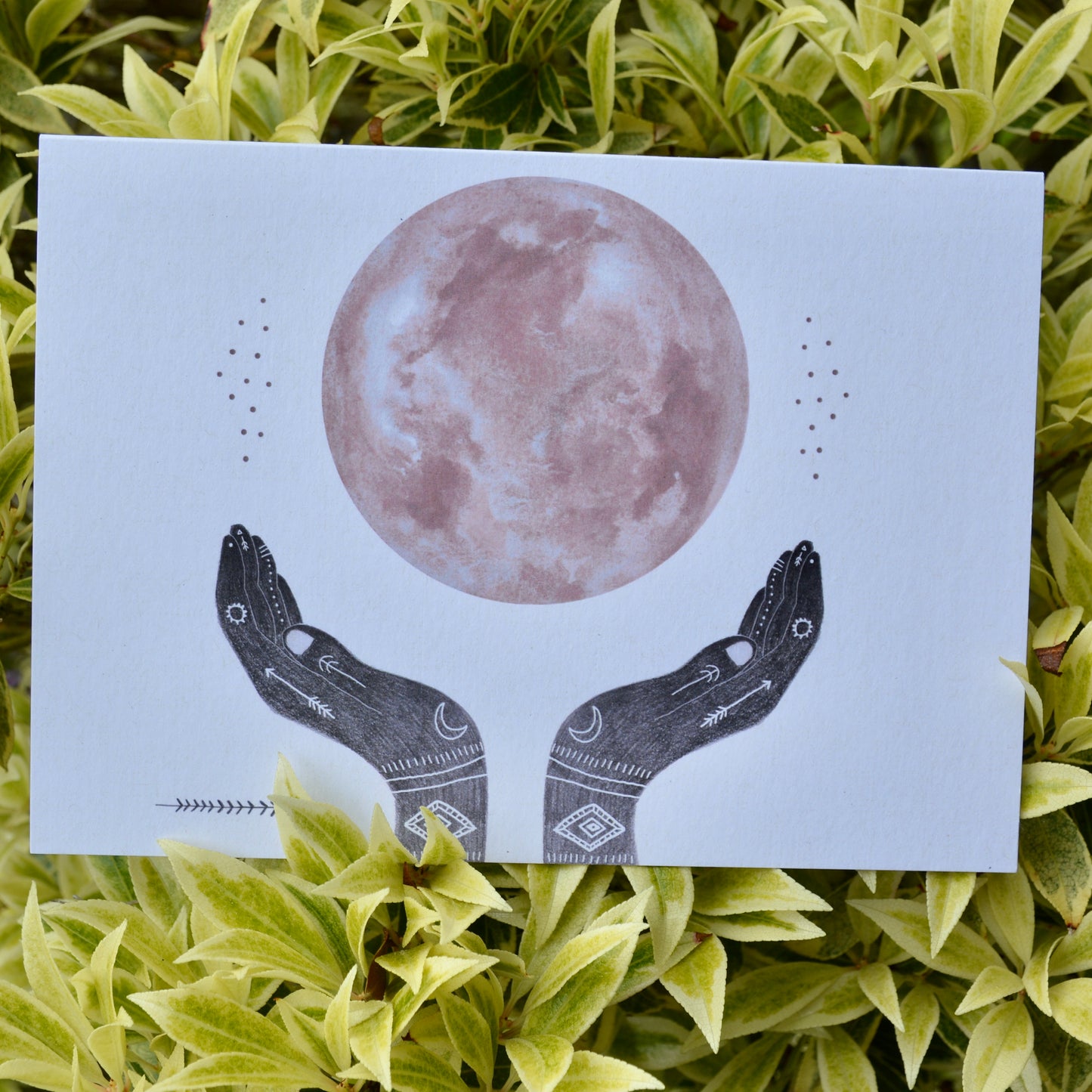 Moon Hands Greeting Card
