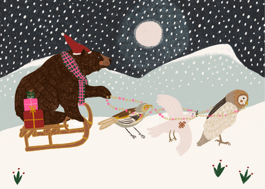 Sleigh Bear Greeting Card