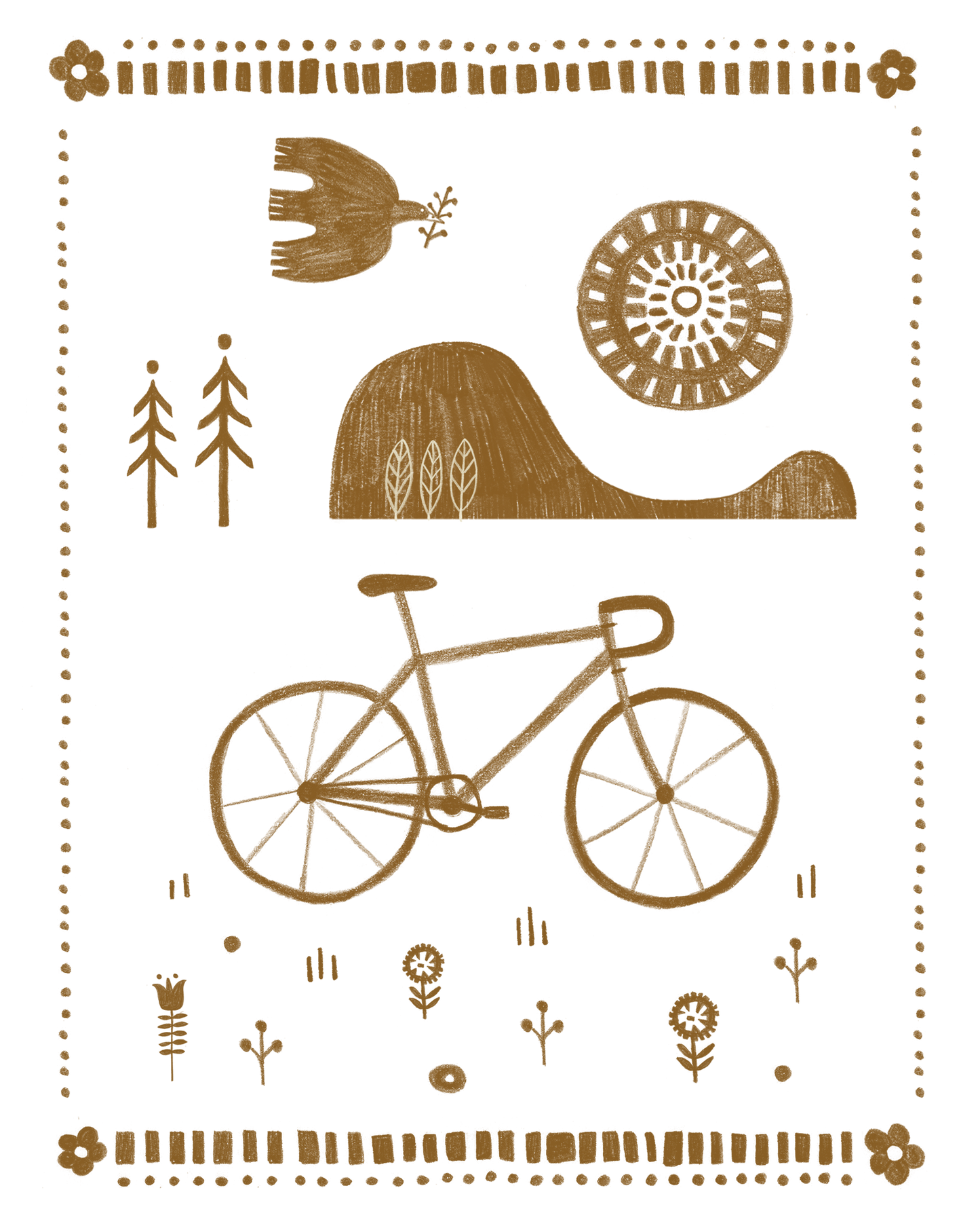 Folksy Bike Print
