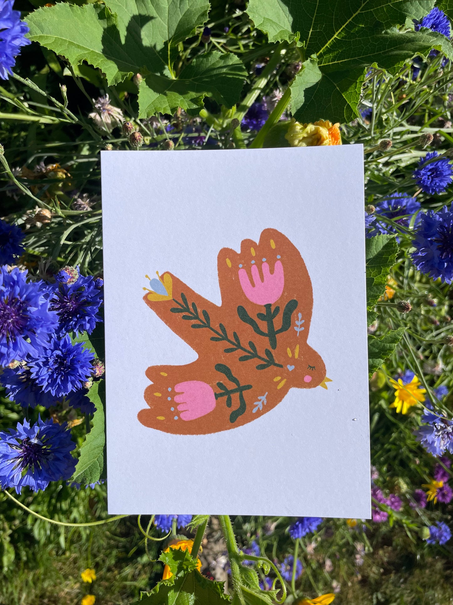 Bird Flower Greeting Card