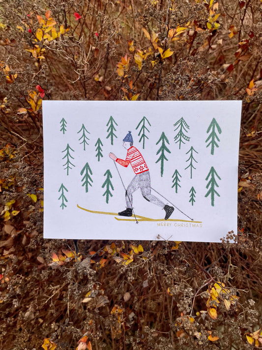 Merry Skier Greeting Card