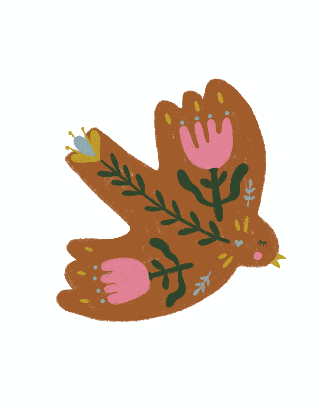 Bird Flower Greeting Card