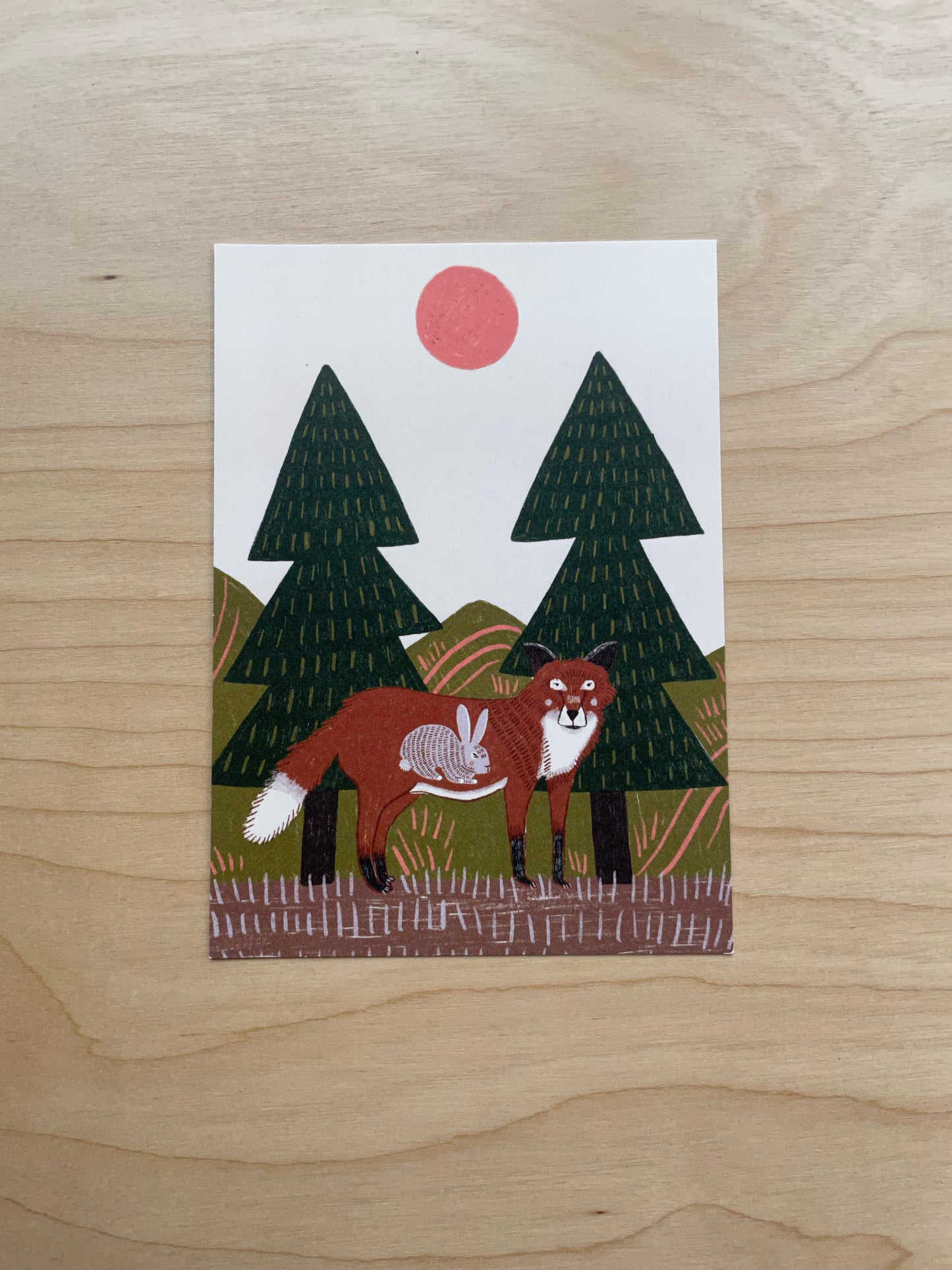 Fox and Bunny Postcard